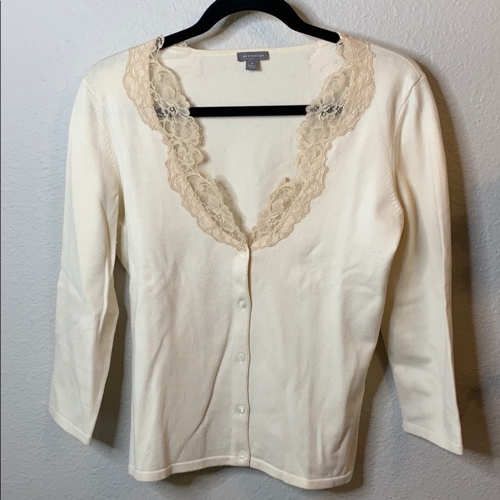 Ann Taylor Lace Top Cardigan